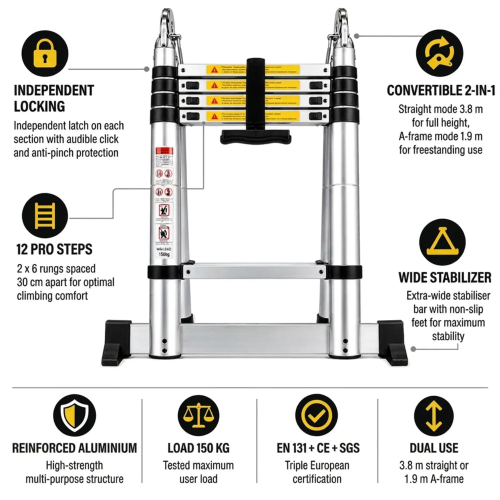 Multi-Purpose Telescopic Ladder 3,8m — photo 4