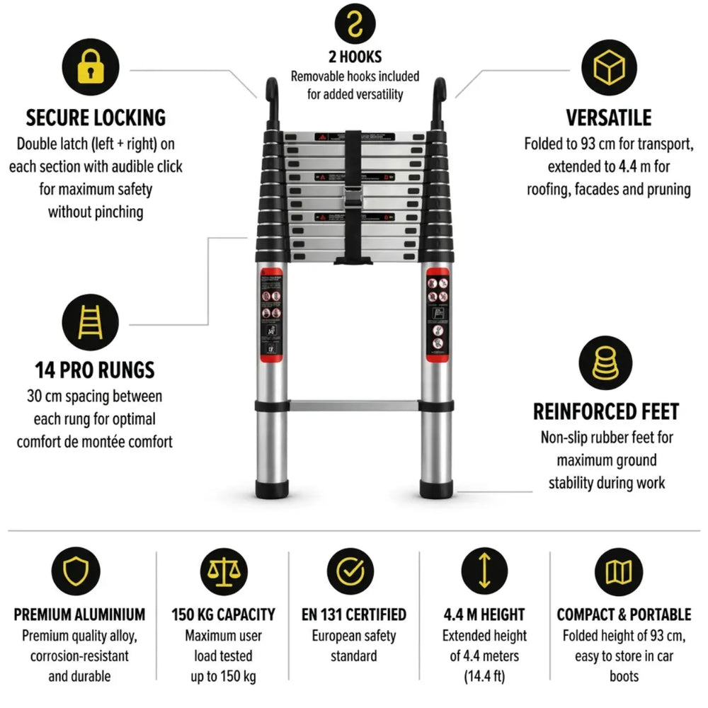 Telescopic Ladder 4,4m with Hook — photo 2
